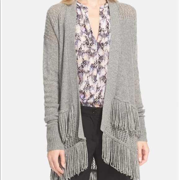 Rebecca Taylor Fringe Knit Cardigan 